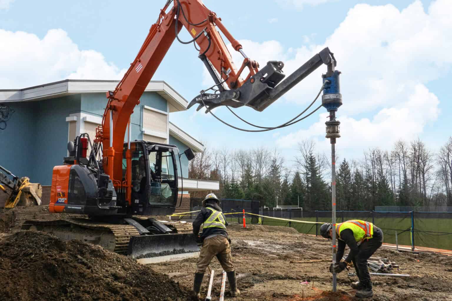 EXO construction team working on building scott creek middle school in coquitlam, bc